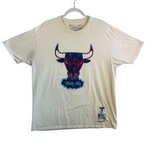 Mitchell & Ness Bulls Windy City Tee Sz XXL Vintage NBA Streetwear Graphic Shirt